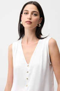 Joseph Ribkoff -Recycled Satin Boxy Top With Gold Buttons