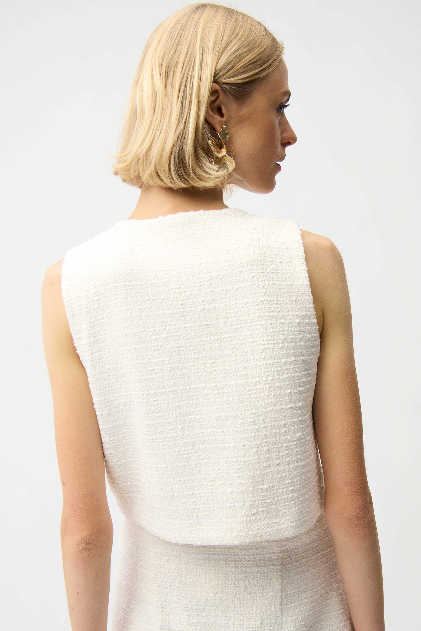 Joseph Ribkoff -Bouclé Sleeveless Vest With Gold Buttons