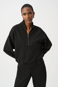 Joseph Ribkoff -Scuba Jersey Boxy Sweatshirt With High Collar