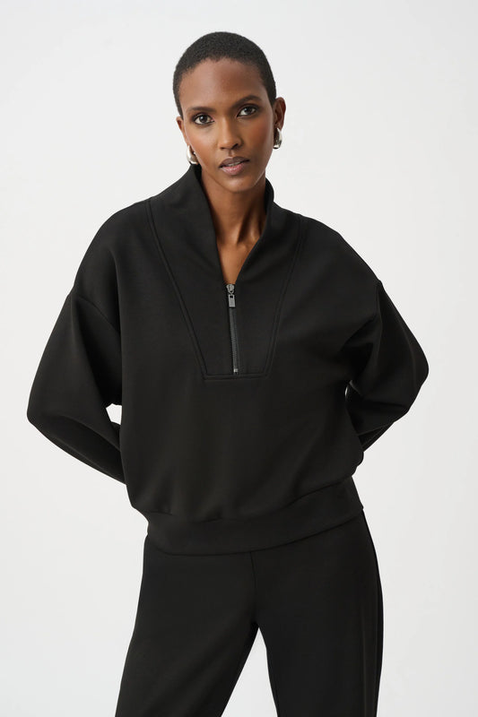 Joseph Ribkoff -Scuba Jersey Boxy Sweatshirt With High Collar