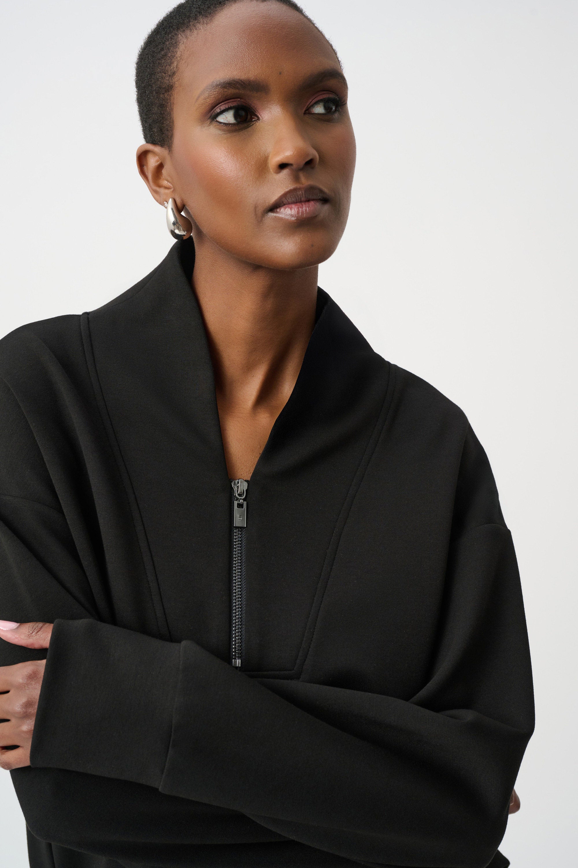 Joseph Ribkoff -Scuba Jersey Boxy Sweatshirt With High Collar