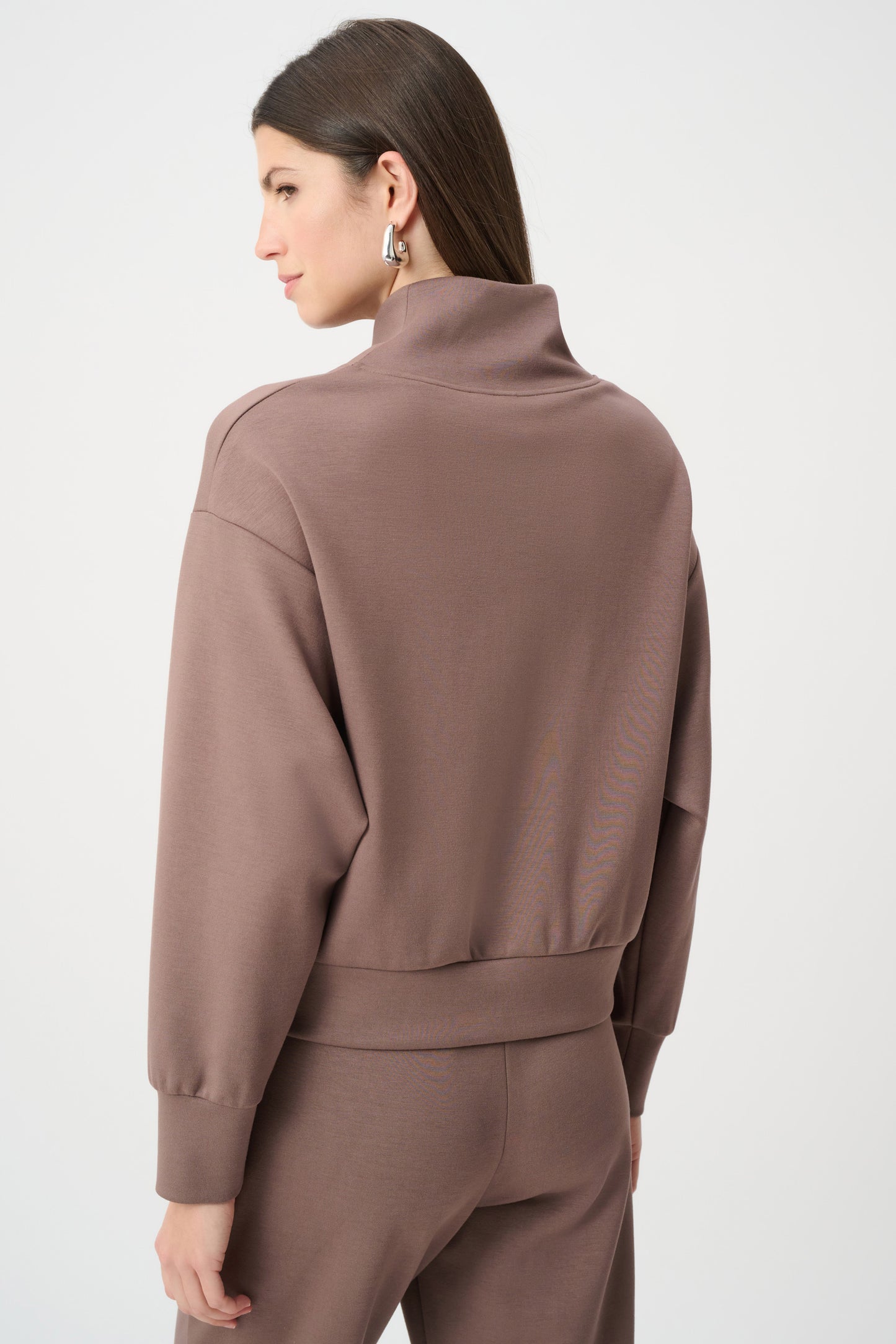 Joseph Ribkoff - Scuba Jersey Boxy Sweatshirt With High Collar and Front Zipper