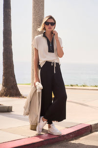 Joseph Ribkoff -Silky Knit Color Block Wide Leg Pull-On Pants