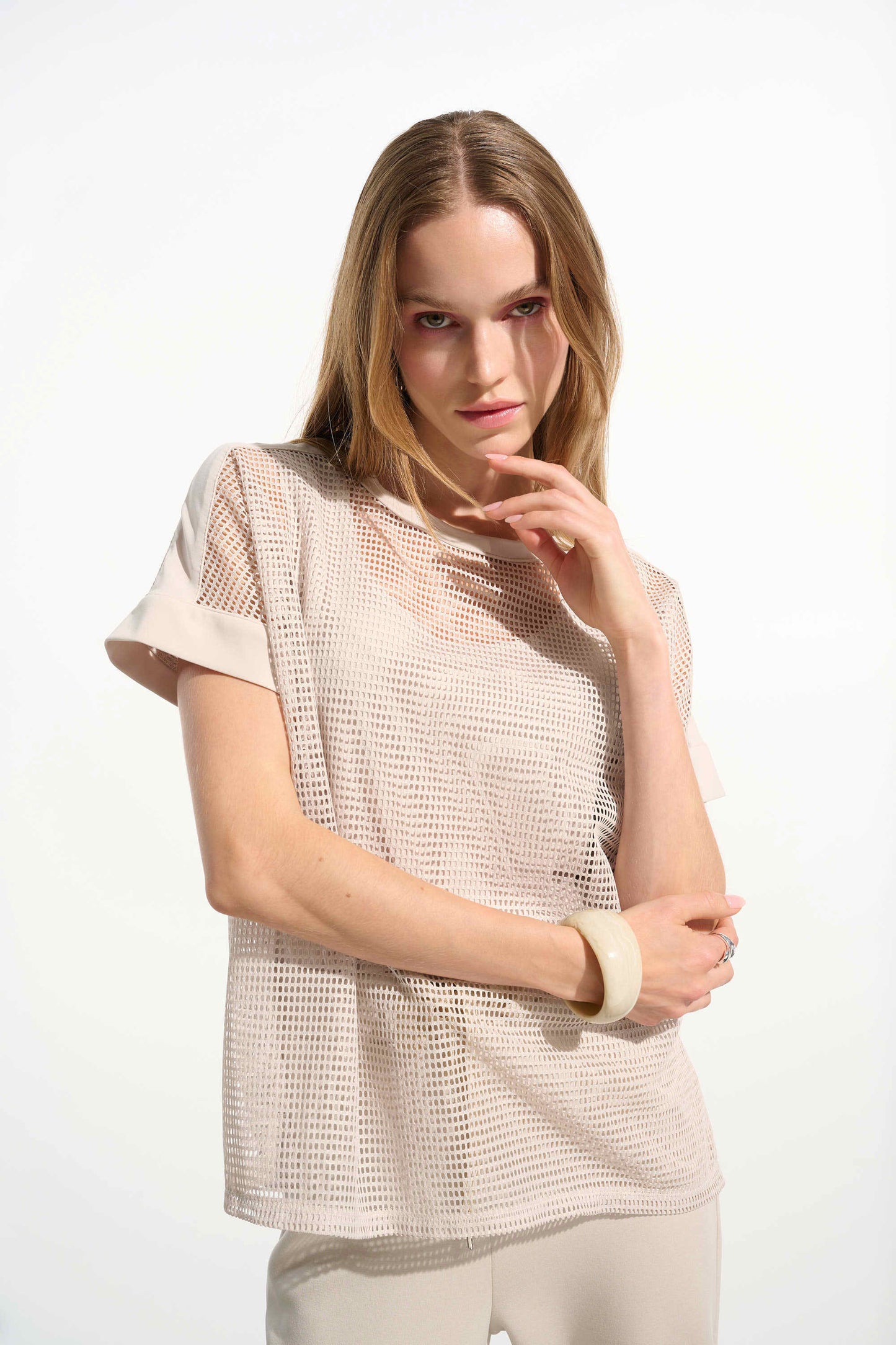 Joseph Ribkoff -Silky Knit and Mesh Straight Top