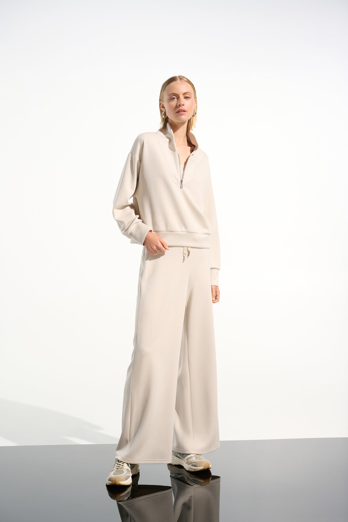 Joseph Ribkoff -Scuba Jersey Wide Leg Pull-On Pants With Drawcord