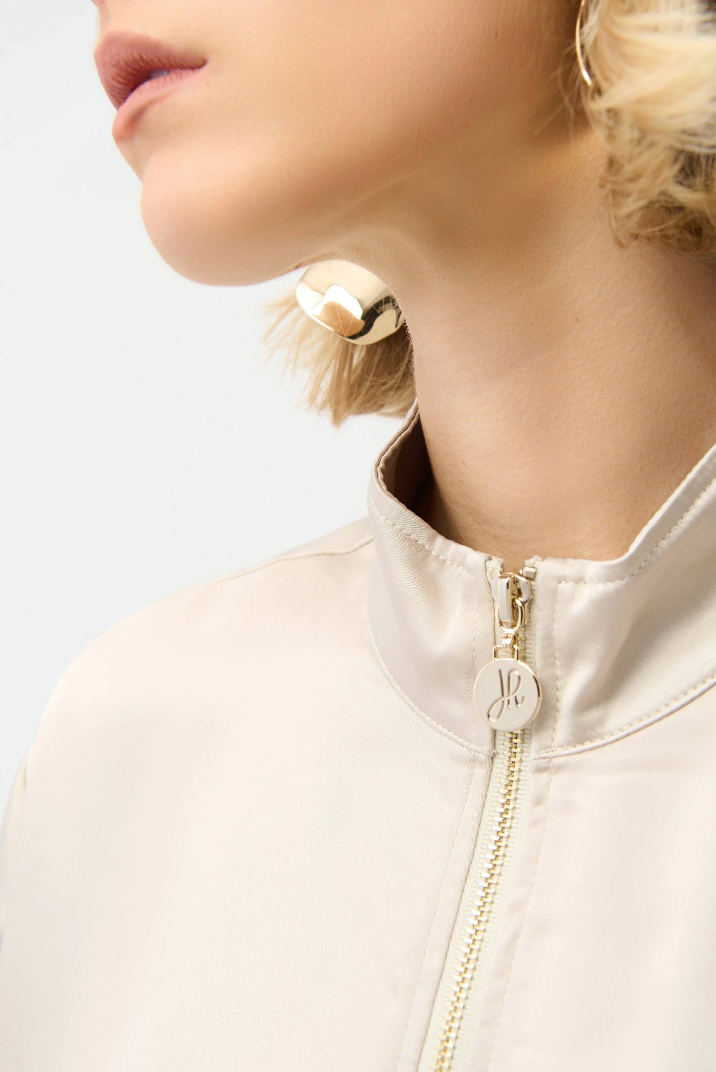 Joseph Ribkoff -Satin Boxy Blouson Jacket With Drawstring Hem