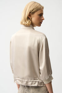 Joseph Ribkoff -Satin Boxy Blouson Jacket With Drawstring Hem