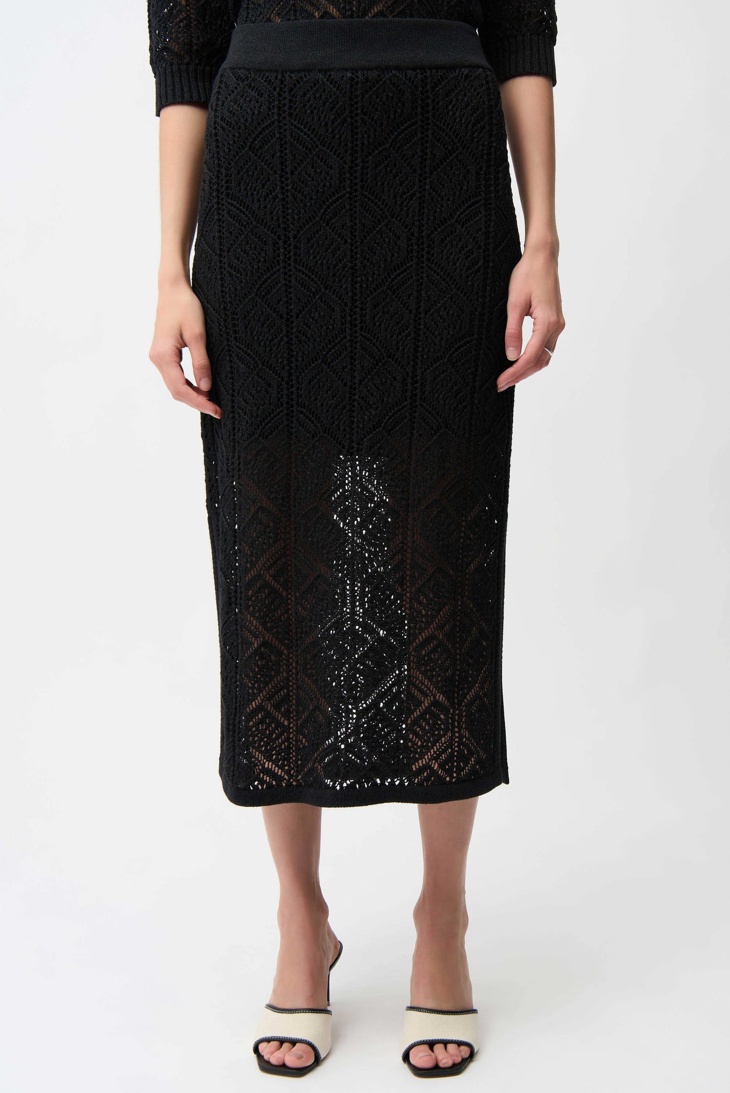Joseph Ribkoff -Cotton Blend Open Stitch Pencil Skirt