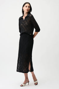 Joseph Ribkoff -Cotton Blend Open Stitch Pencil Skirt