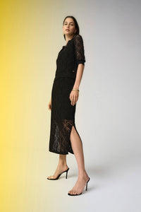 Joseph Ribkoff -Cotton Blend Open Stitch Pencil Skirt