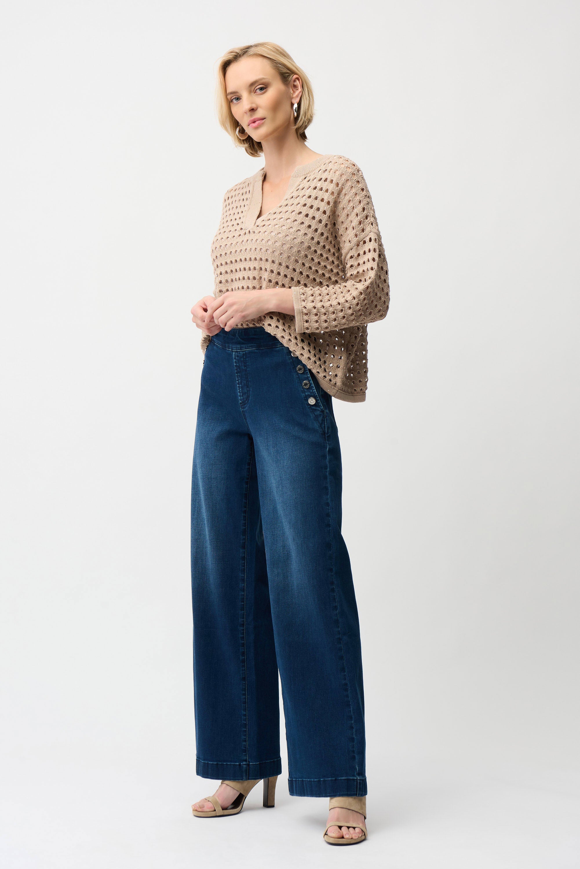 Joseph Ribkoff -Wide Leg Pull-On Jeans