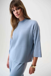 Joseph Ribkoff -Brushed Viscose Straight Sweater with Mock Neck