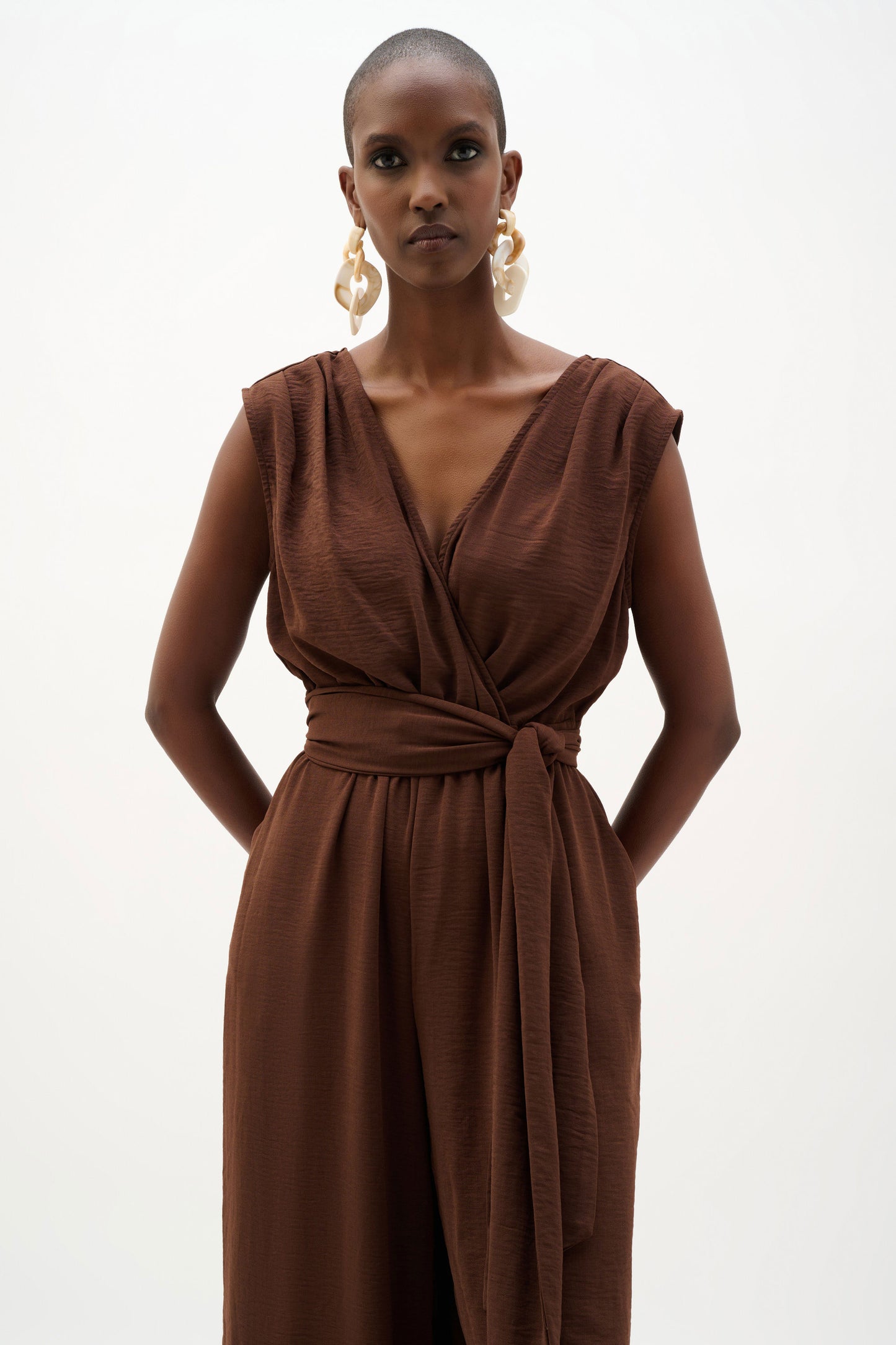Joseph Ribkoff - Woven Gauze Wide Leg Pull-On Jumpsuit