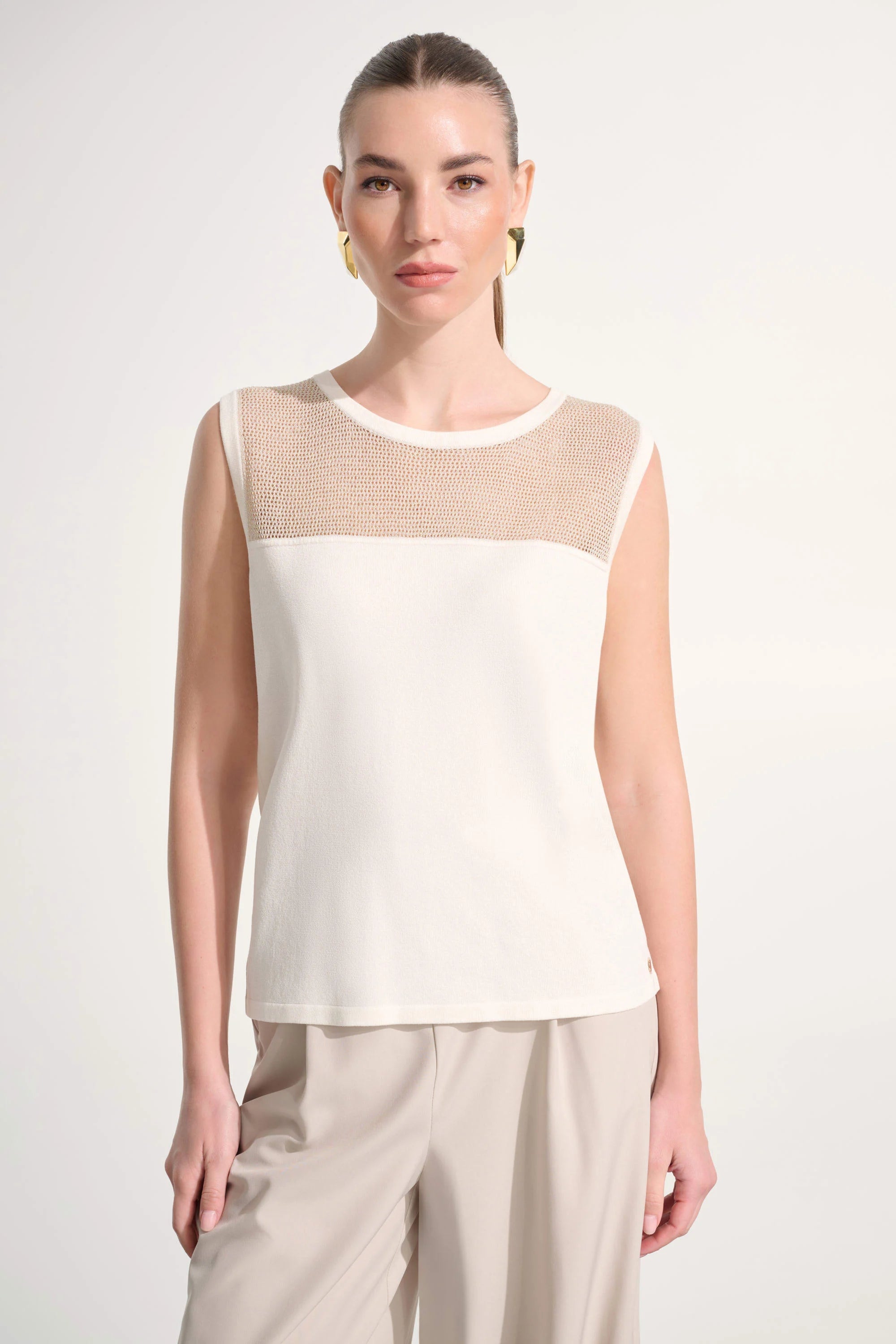 Joseph Ribkoff -Soft Knit Straight Cami With Mesh Yoke