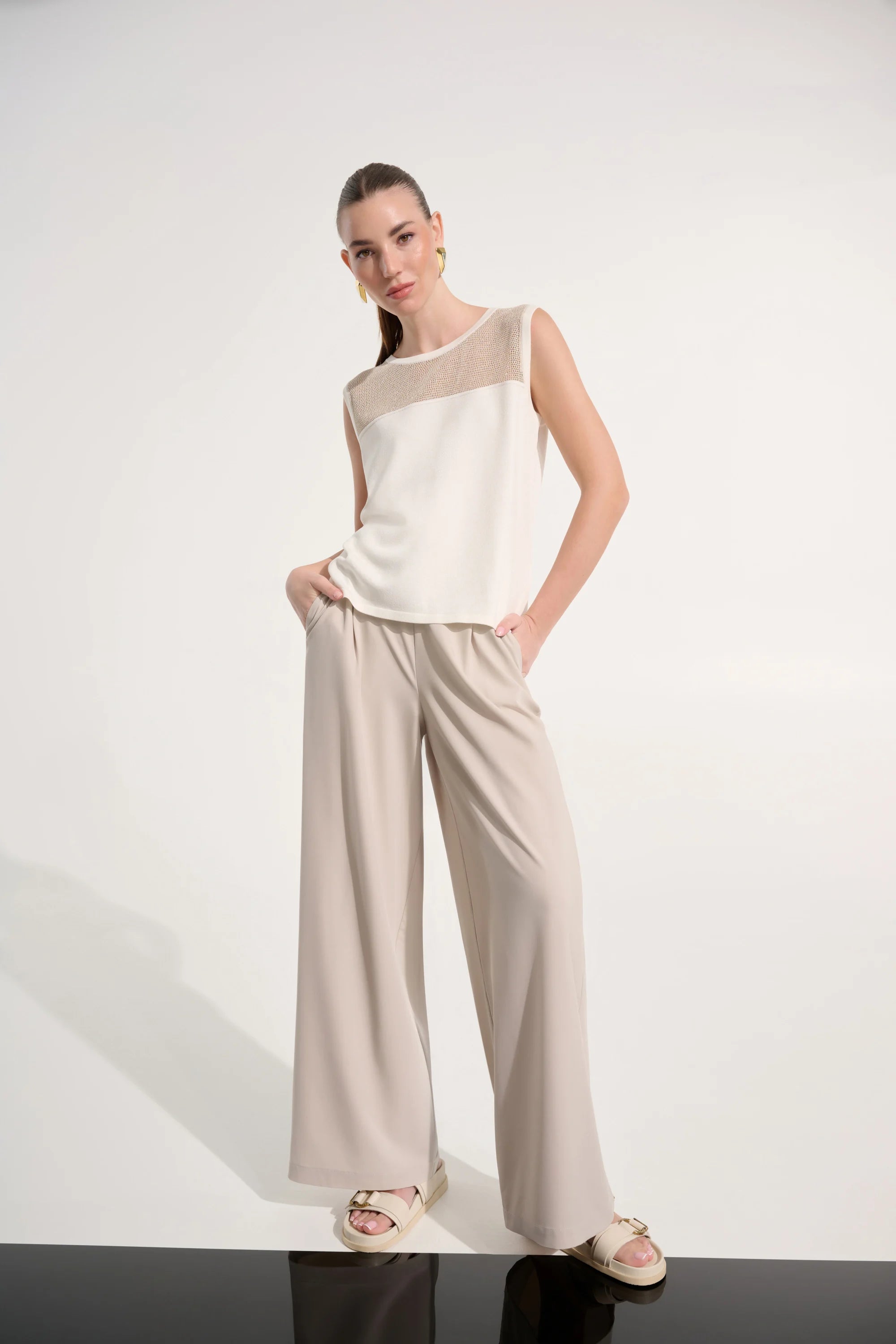 Joseph Ribkoff -Soft Knit Straight Cami With Mesh Yoke