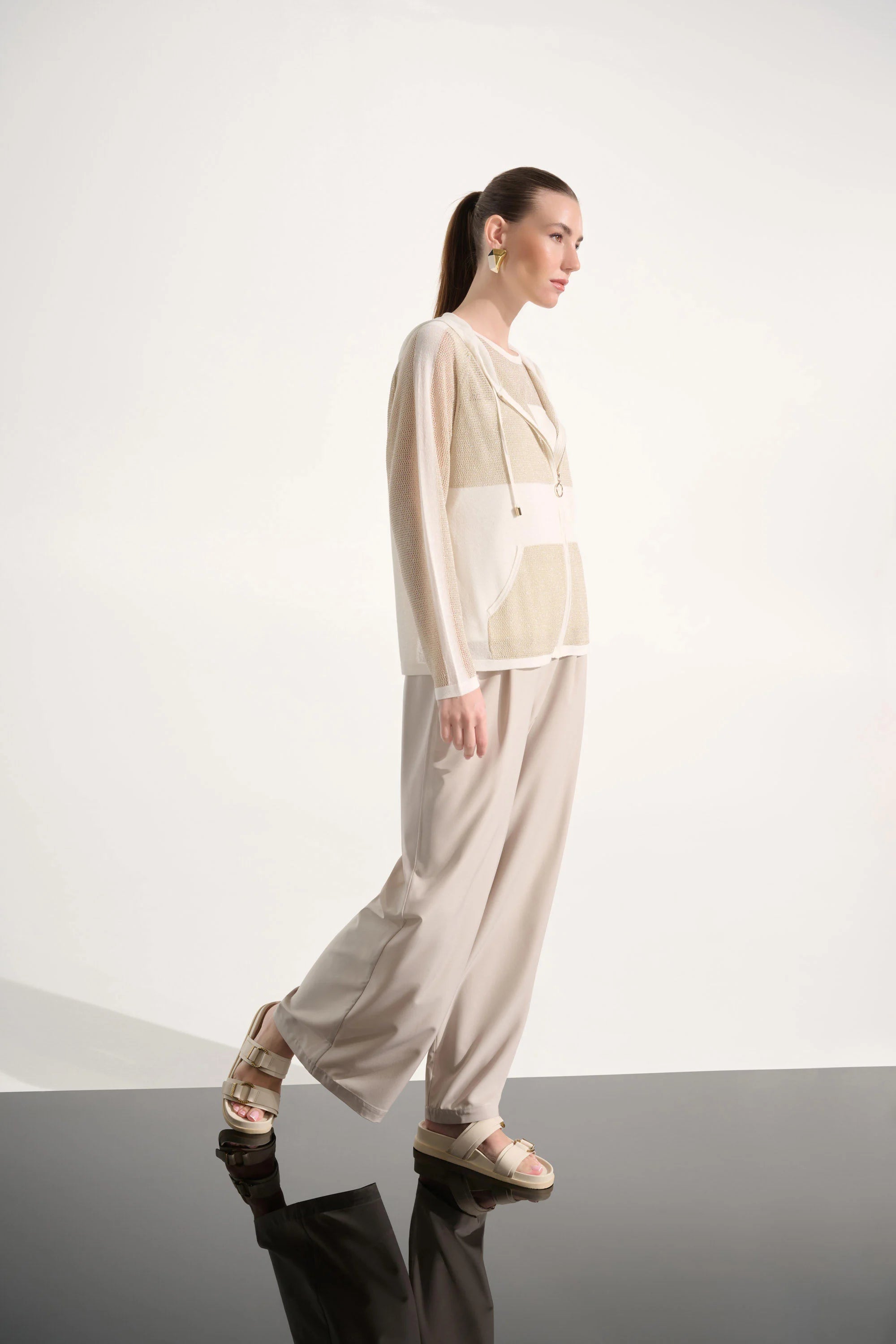 Joseph Ribkoff -Soft Knit Straight Hooded Zip Jacket