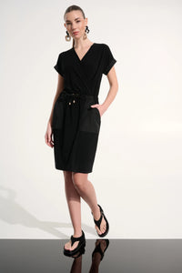 Joseph Ribkoff-Silky Knit And Memory Straight Wrap Dress