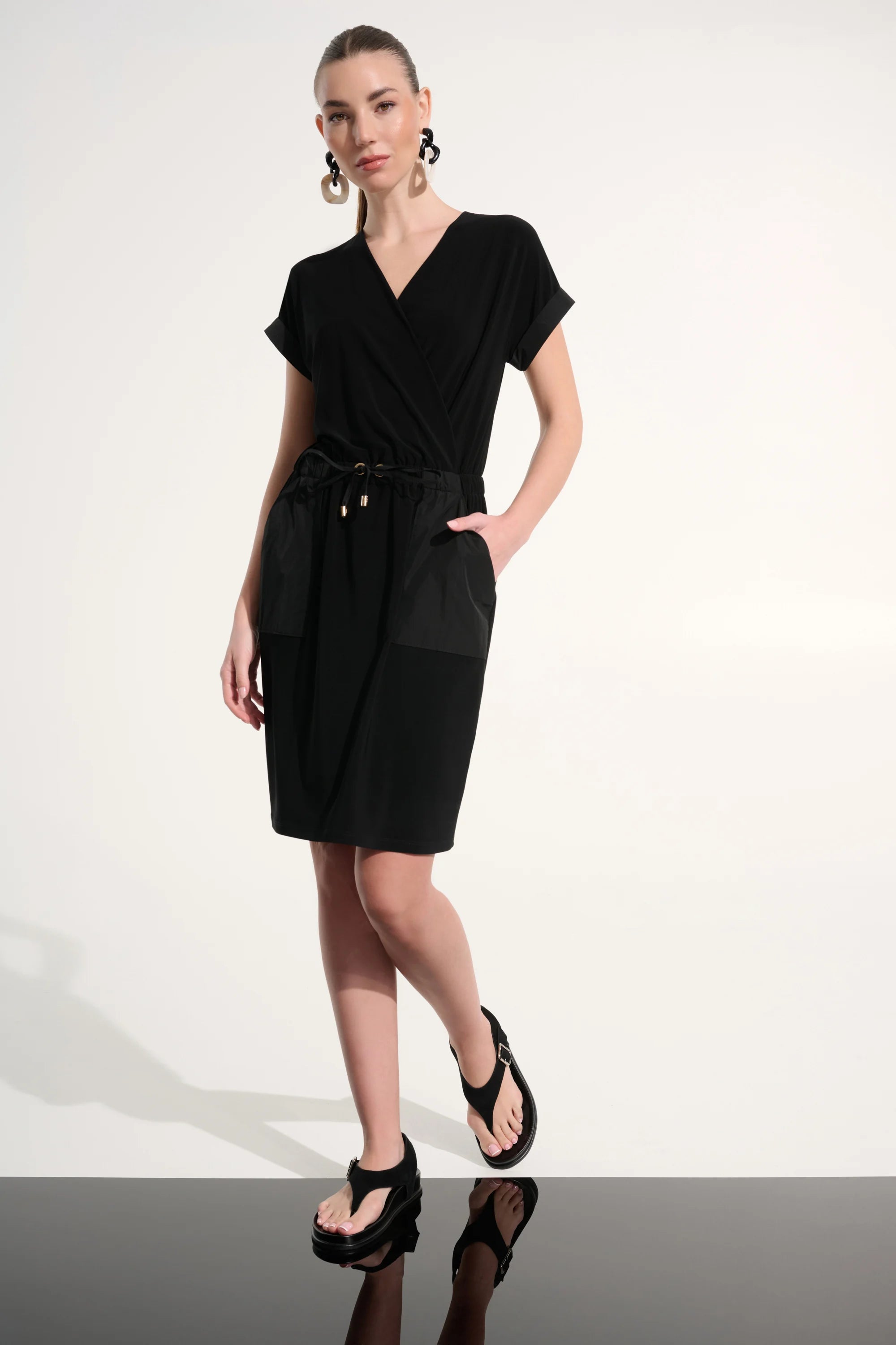Joseph Ribkoff-Silky Knit And Memory Straight Wrap Dress