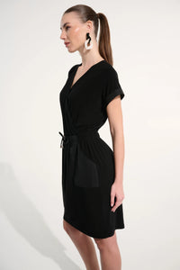 Joseph Ribkoff-Silky Knit And Memory Straight Wrap Dress