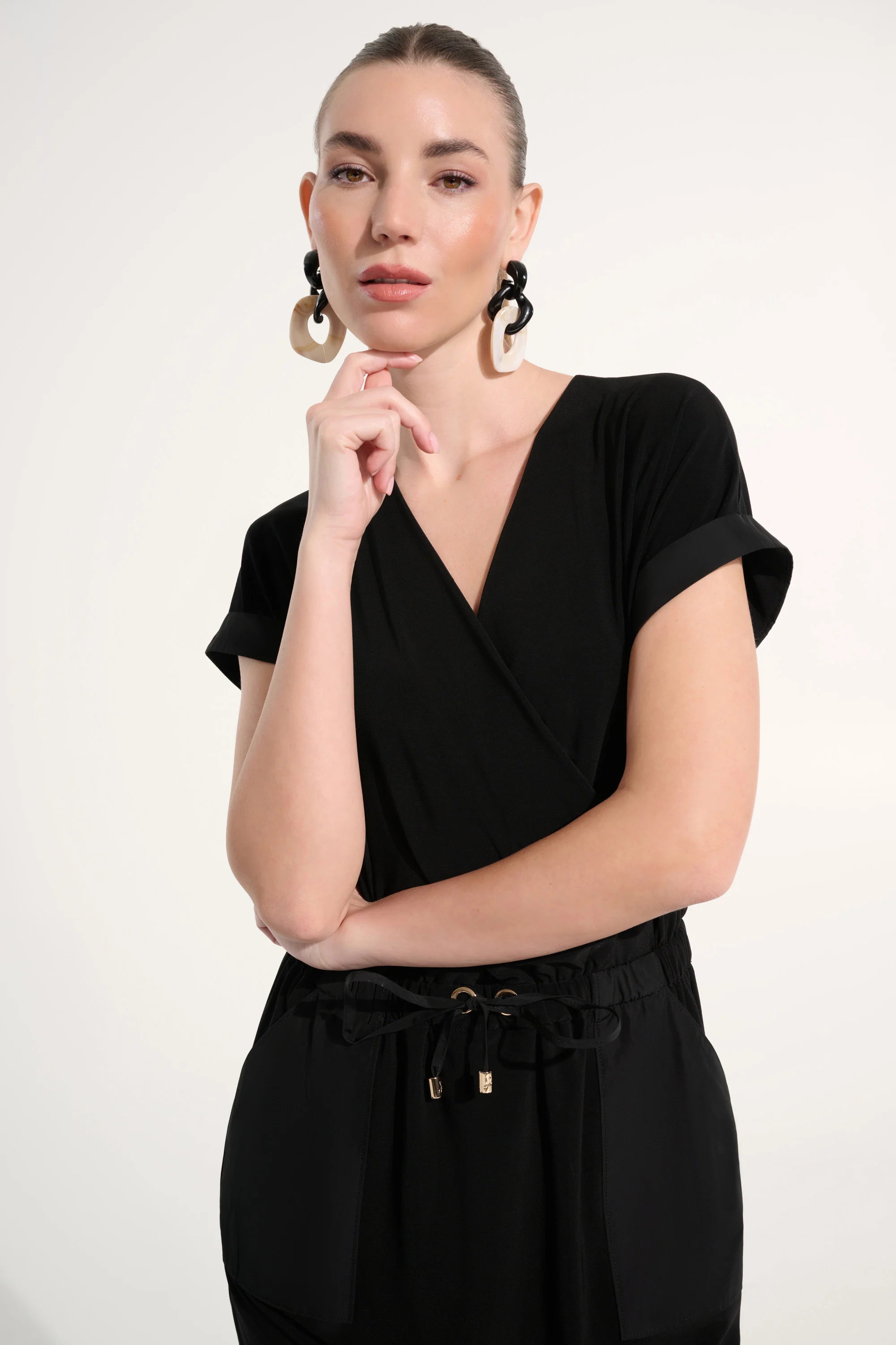 Joseph Ribkoff-Silky Knit And Memory Straight Wrap Dress