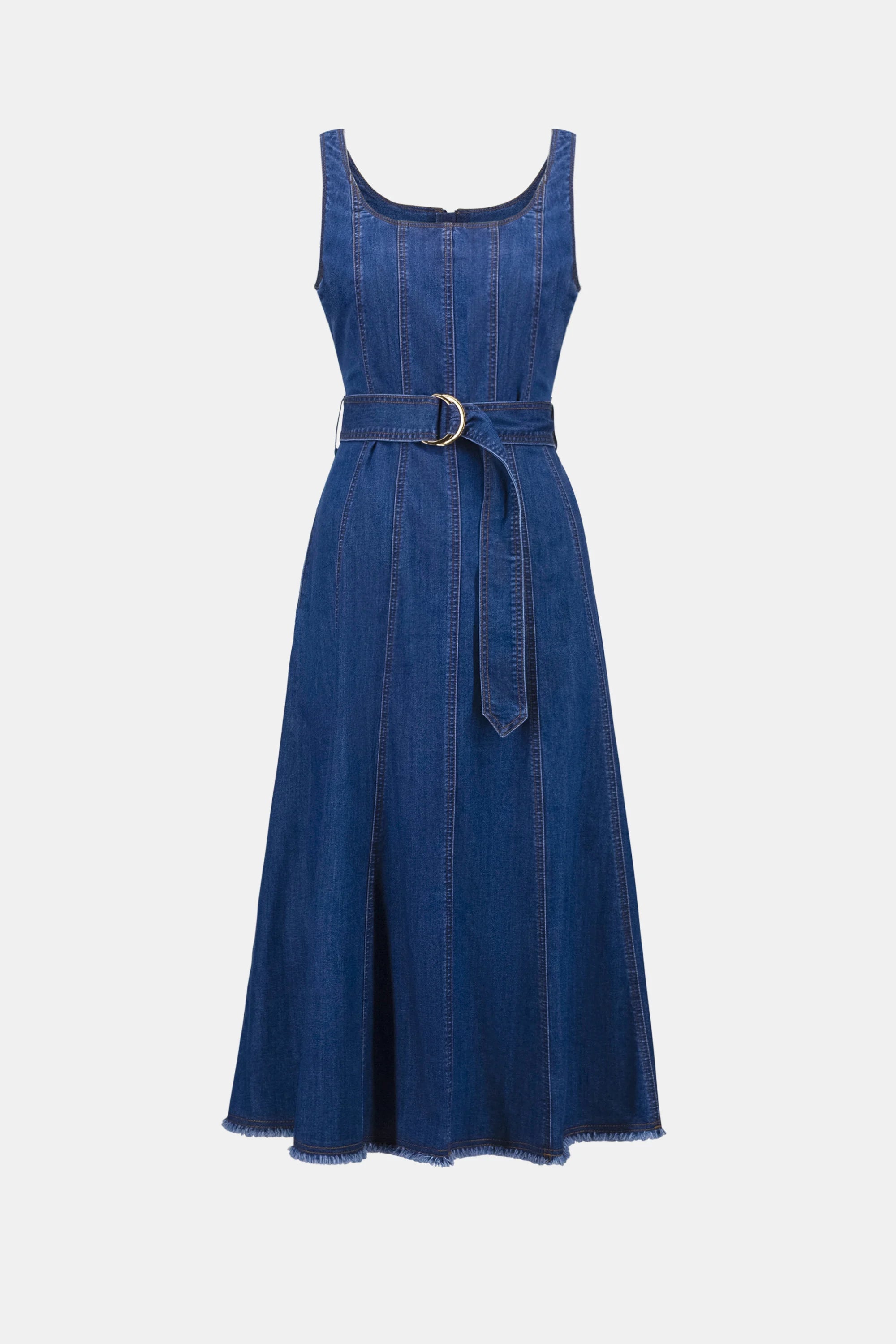 Joseph Ribkoff -Denim Fit And Flare Midi Dress With Belt