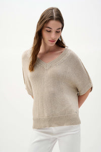Joseph Ribkoff -Viscose and Lurex Sweater Knit Relaxed Top