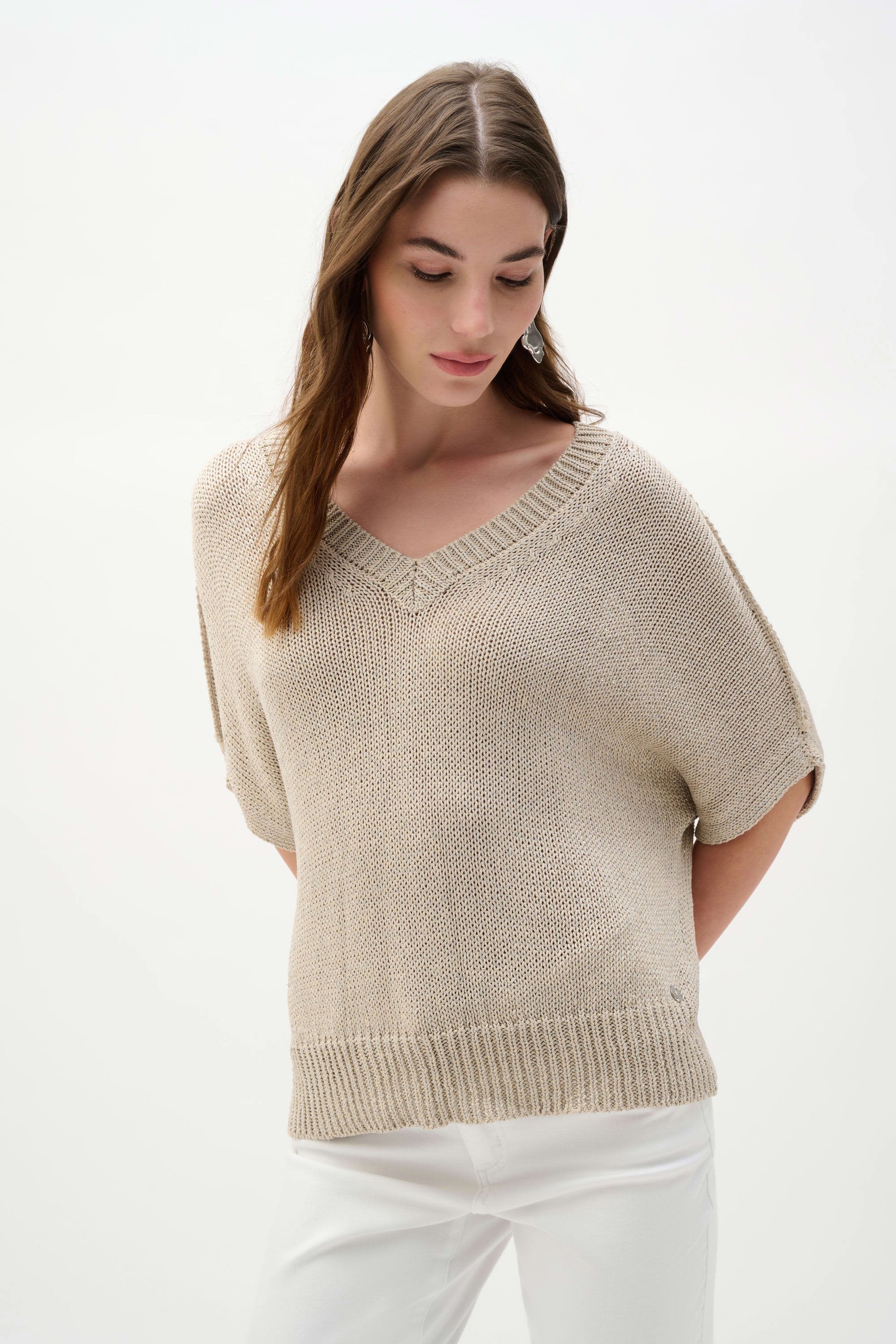 Joseph Ribkoff -Viscose and Lurex Sweater Knit Relaxed Top