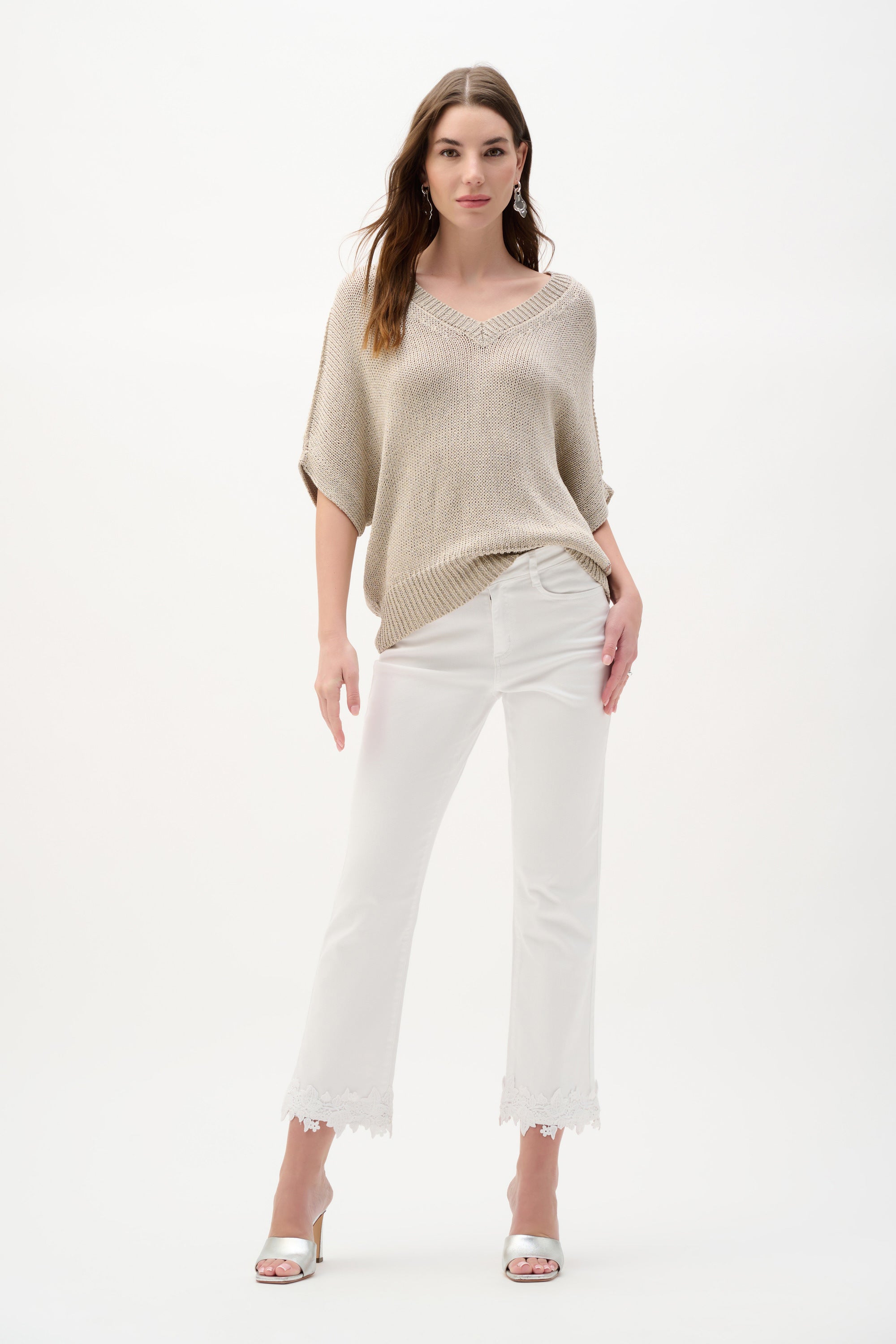 Joseph Ribkoff -Viscose and Lurex Sweater Knit Relaxed Top