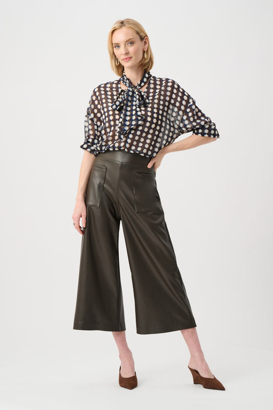 Joseph Ribkoff - Leatherette Pull-On Culotte Pants