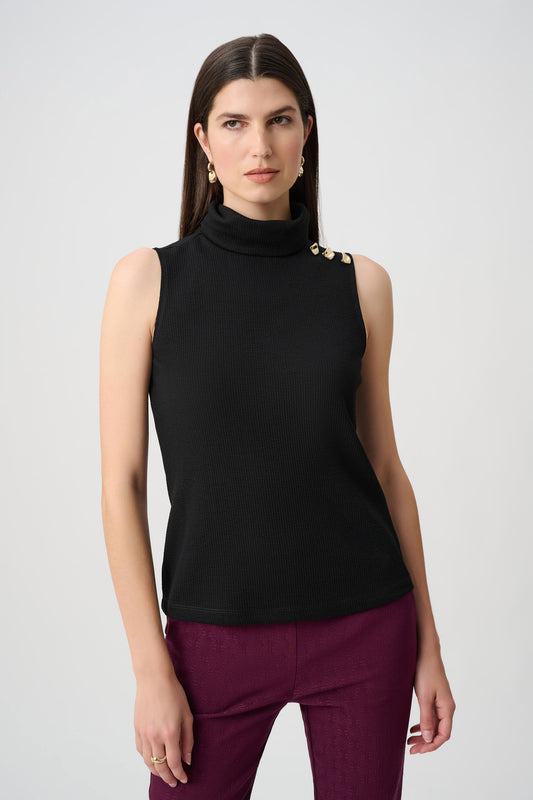 Joseph Ribkoff - Jacquard Sweater Knit Fitted Turtleneck Top