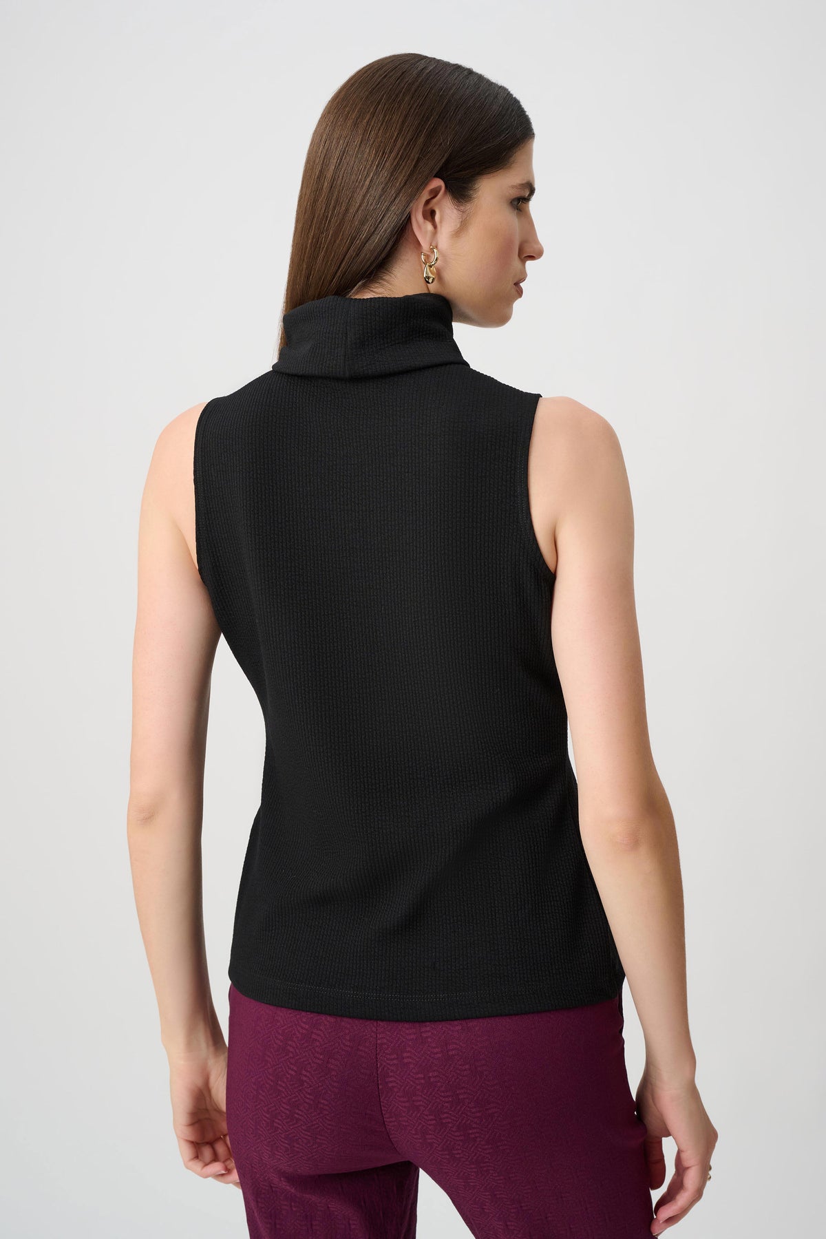 Joseph Ribkoff - Jacquard Sweater Knit Fitted Turtleneck Top