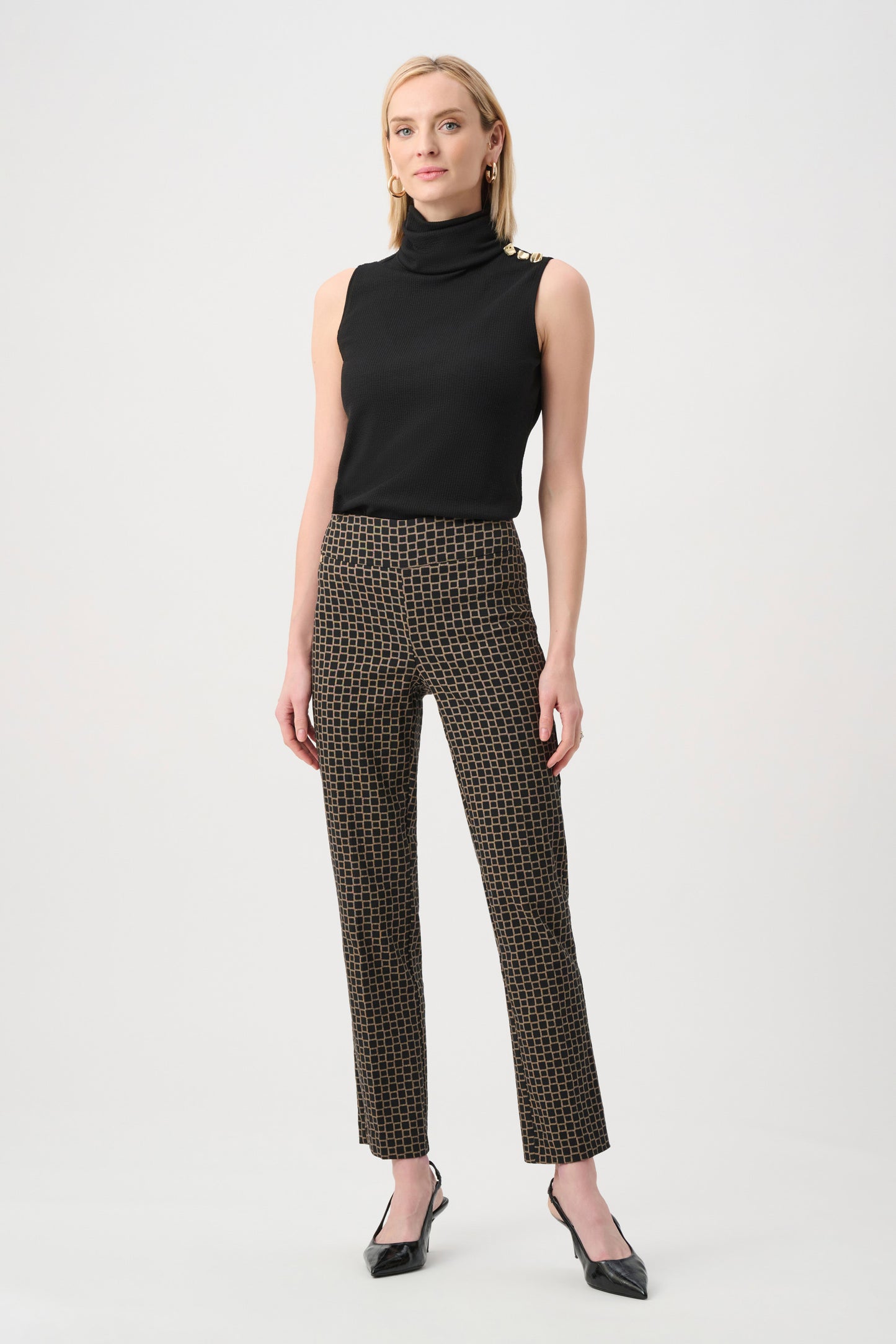 Joseph Ribkoff - Geometric Jacquard Straight Pull On Pant