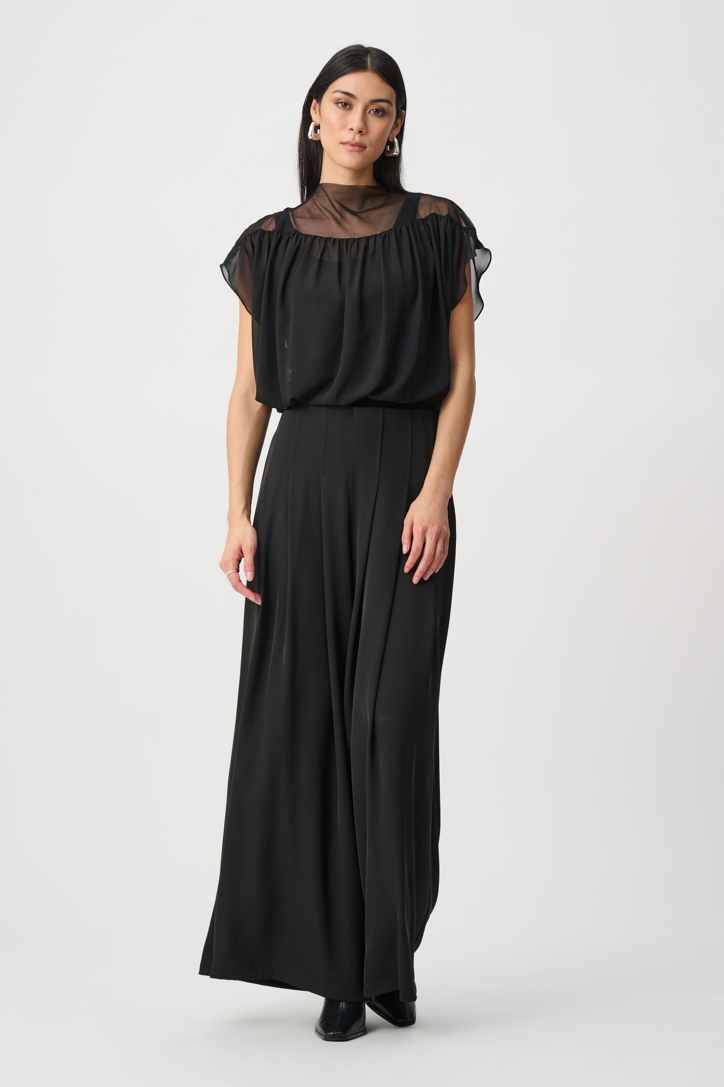 Joseph Ribkoff - Chiffon And Silky Knit Blouson Top