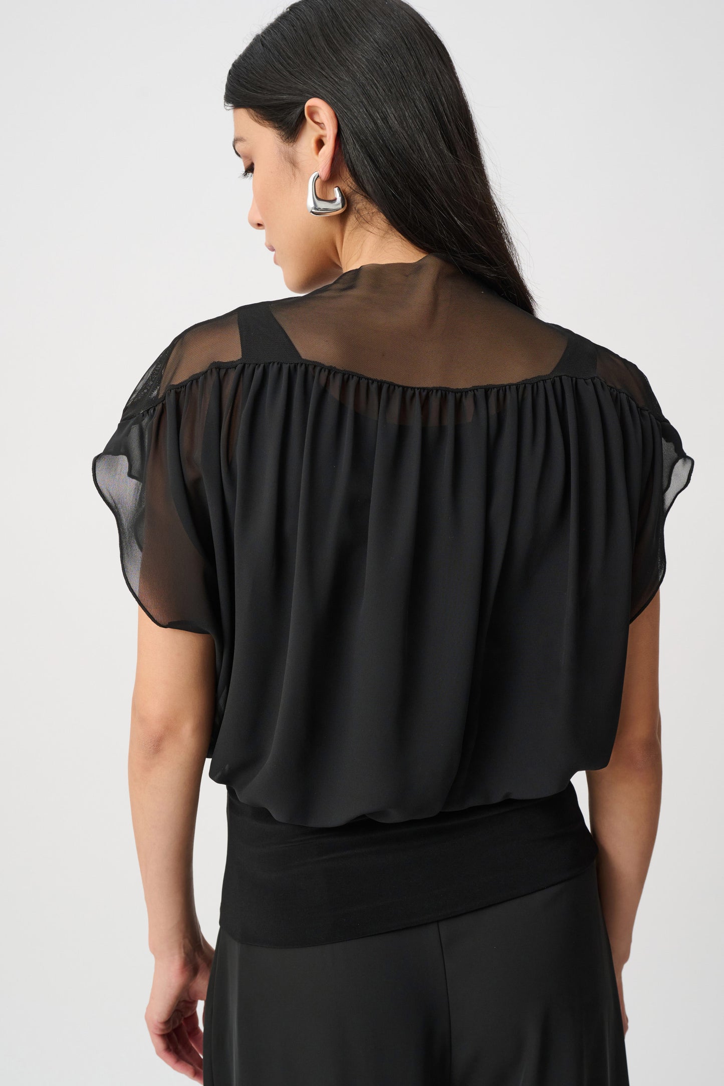 Joseph Ribkoff - Chiffon And Silky Knit Blouson Top