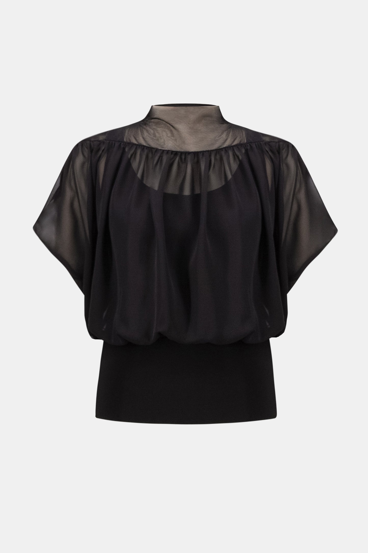 Joseph Ribkoff - Chiffon And Silky Knit Blouson Top