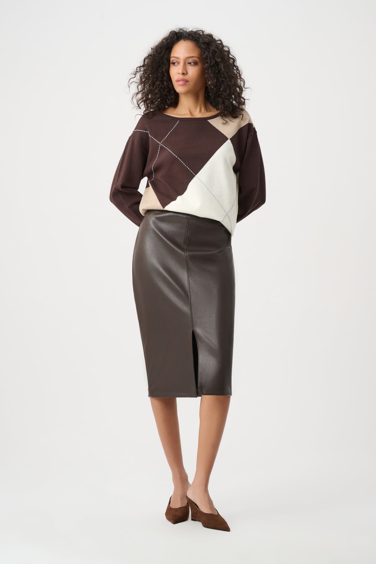 Joseph Ribkoff - Bonded Leather Pencil Skirt