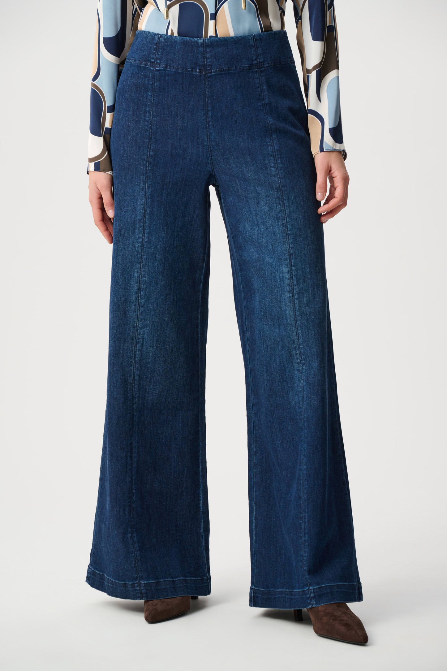 Joseph Ribkoff - Featherweave Denim Palazzo High-Rise Pull-On Jeans