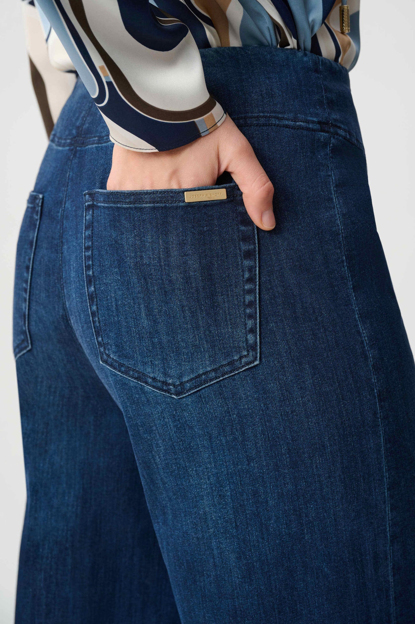 Joseph Ribkoff - Featherweave Denim Palazzo High-Rise Pull-On Jeans