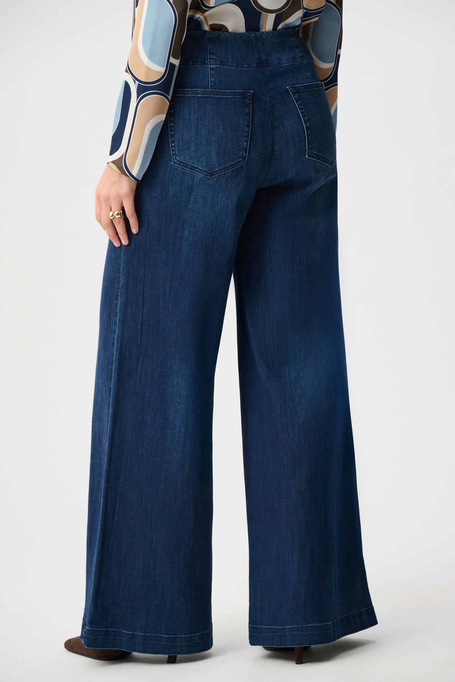Joseph Ribkoff - Featherweave Denim Palazzo High-Rise Pull-On Jeans