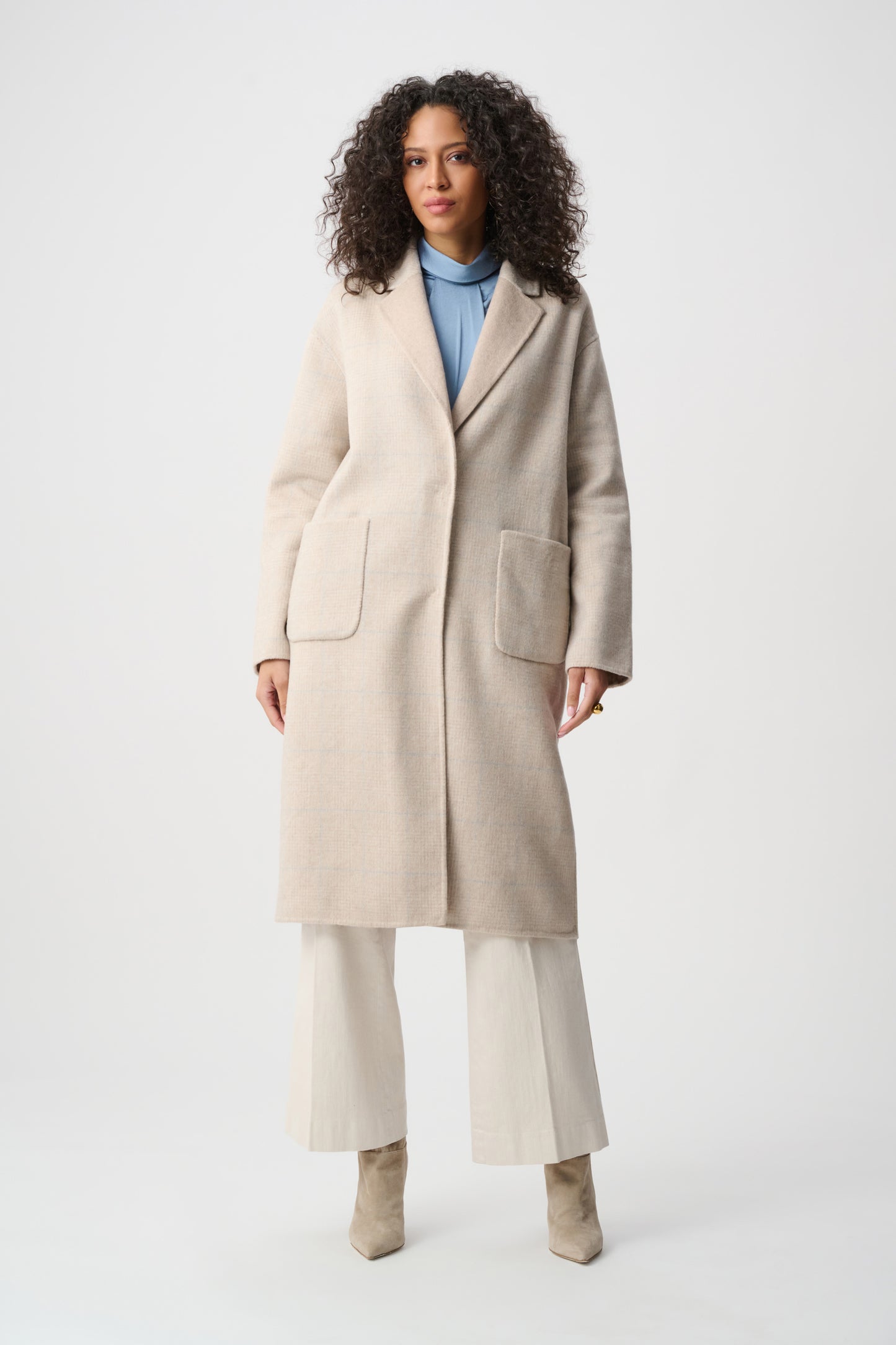 Joseph Ribkoff -Wool Blend Plaid Reversible Boxy Coat