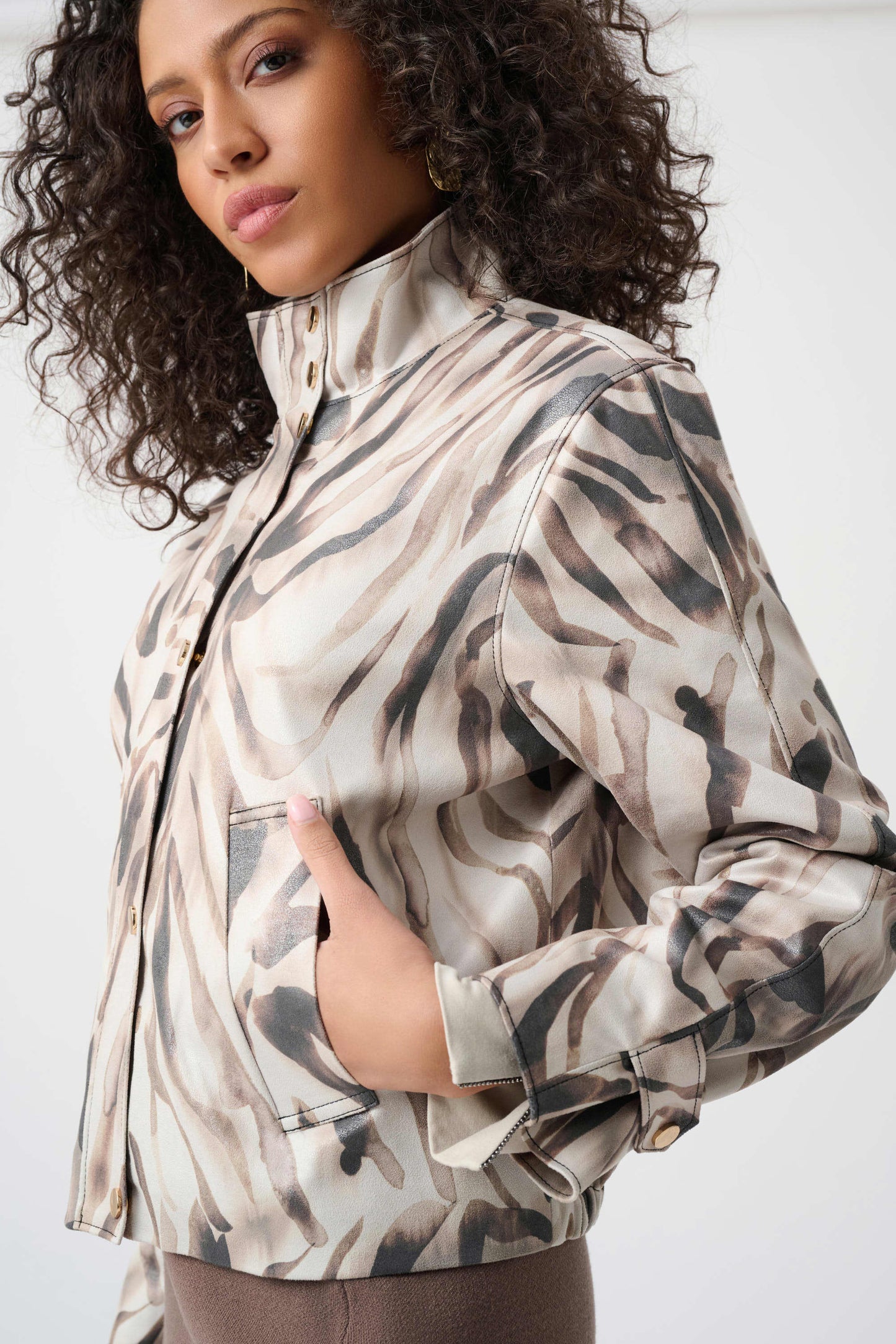 Joseph Ribkoff -Foiled Faux Suede Animal Print Jacket