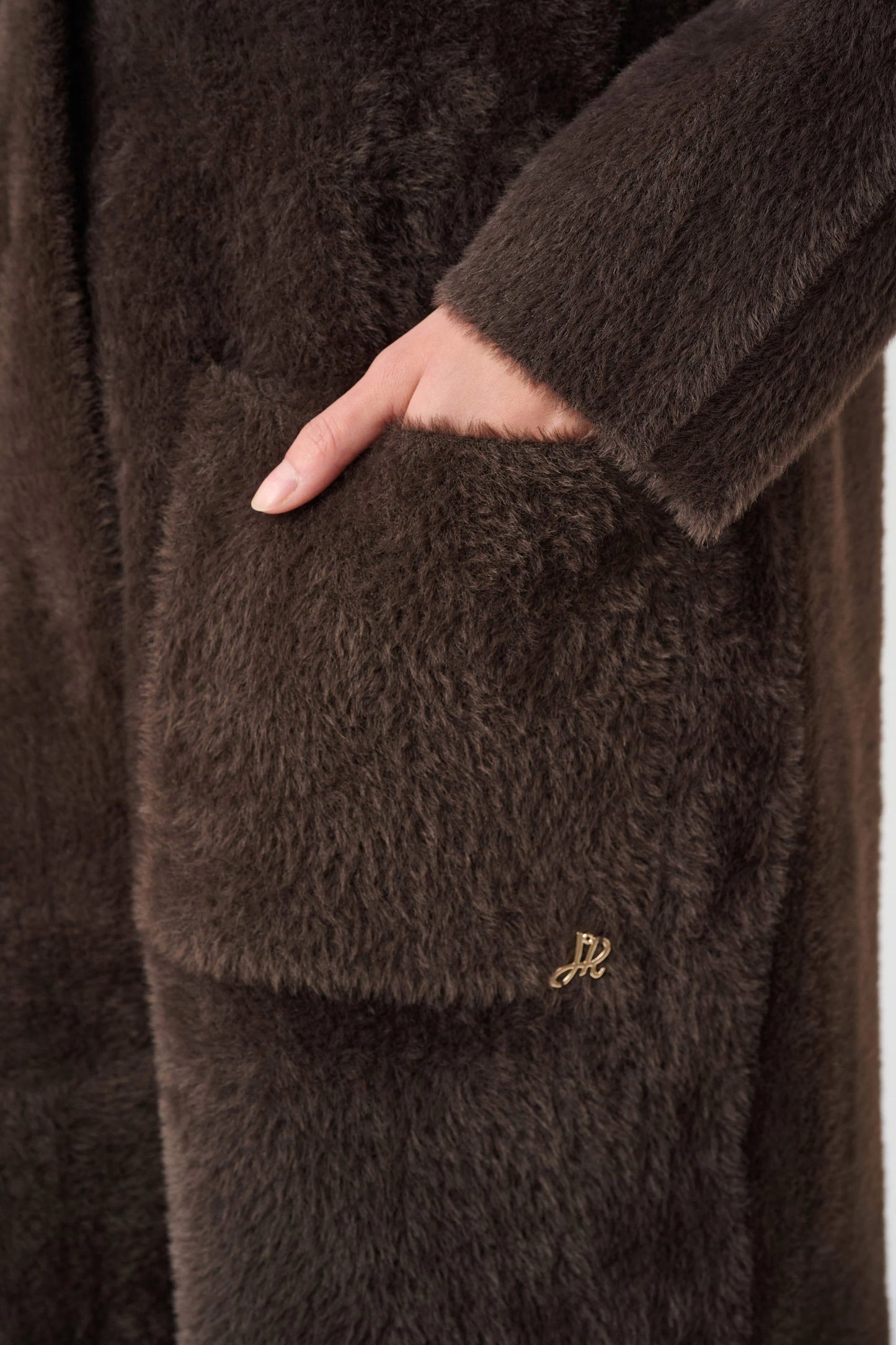 Joseph Ribkoff - Feather Yarn Knit Coat With Detachable Faux Fur Collar