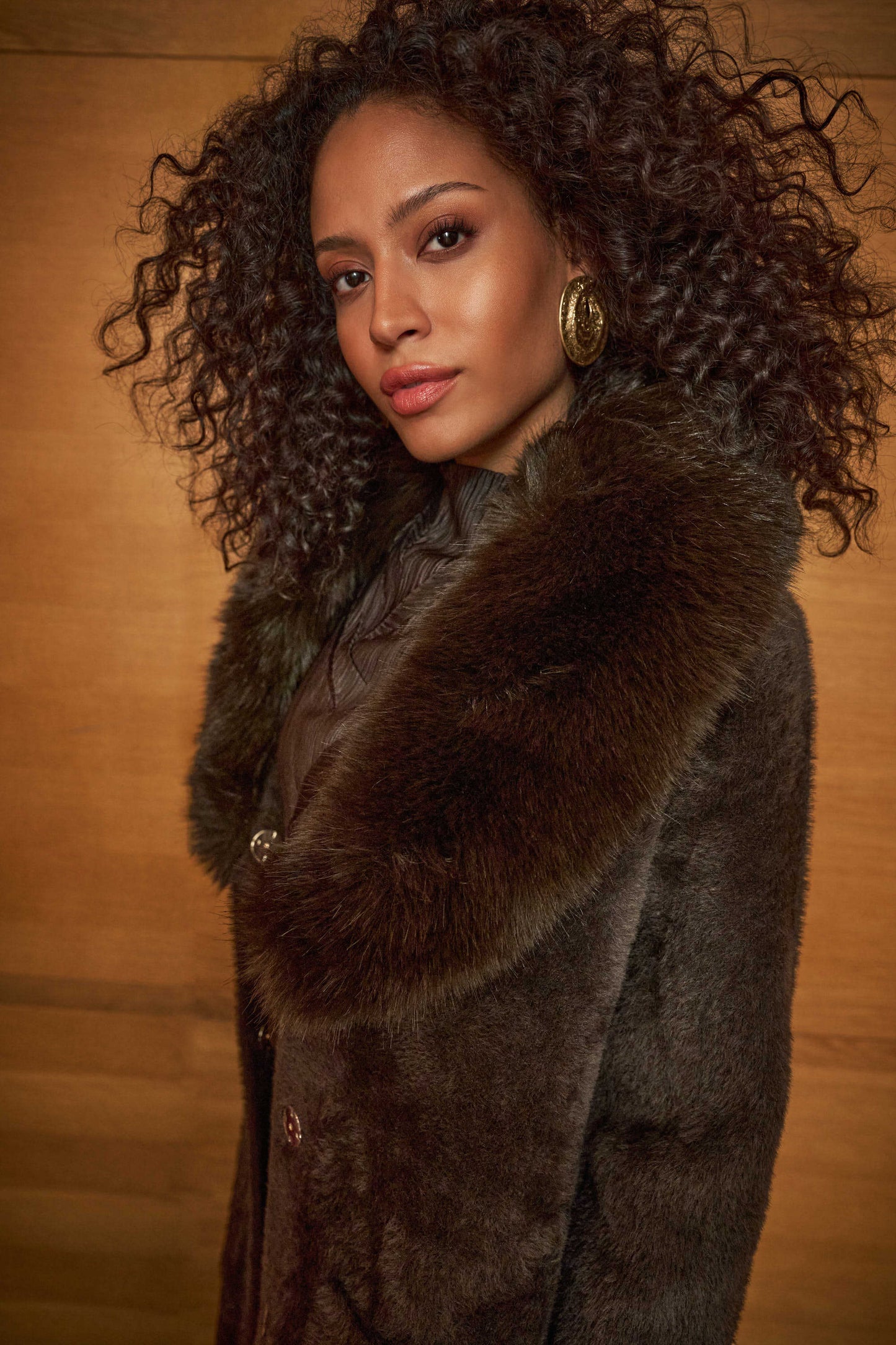 Joseph Ribkoff - Feather Yarn Knit Coat With Detachable Faux Fur Collar