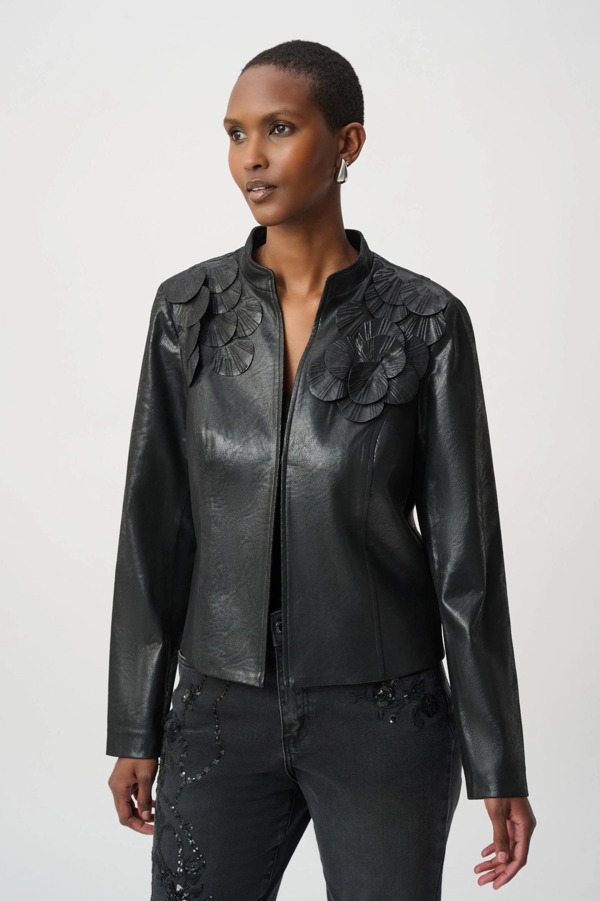 Joseph Ribkoff -Embellished Foiled Suede Jacket