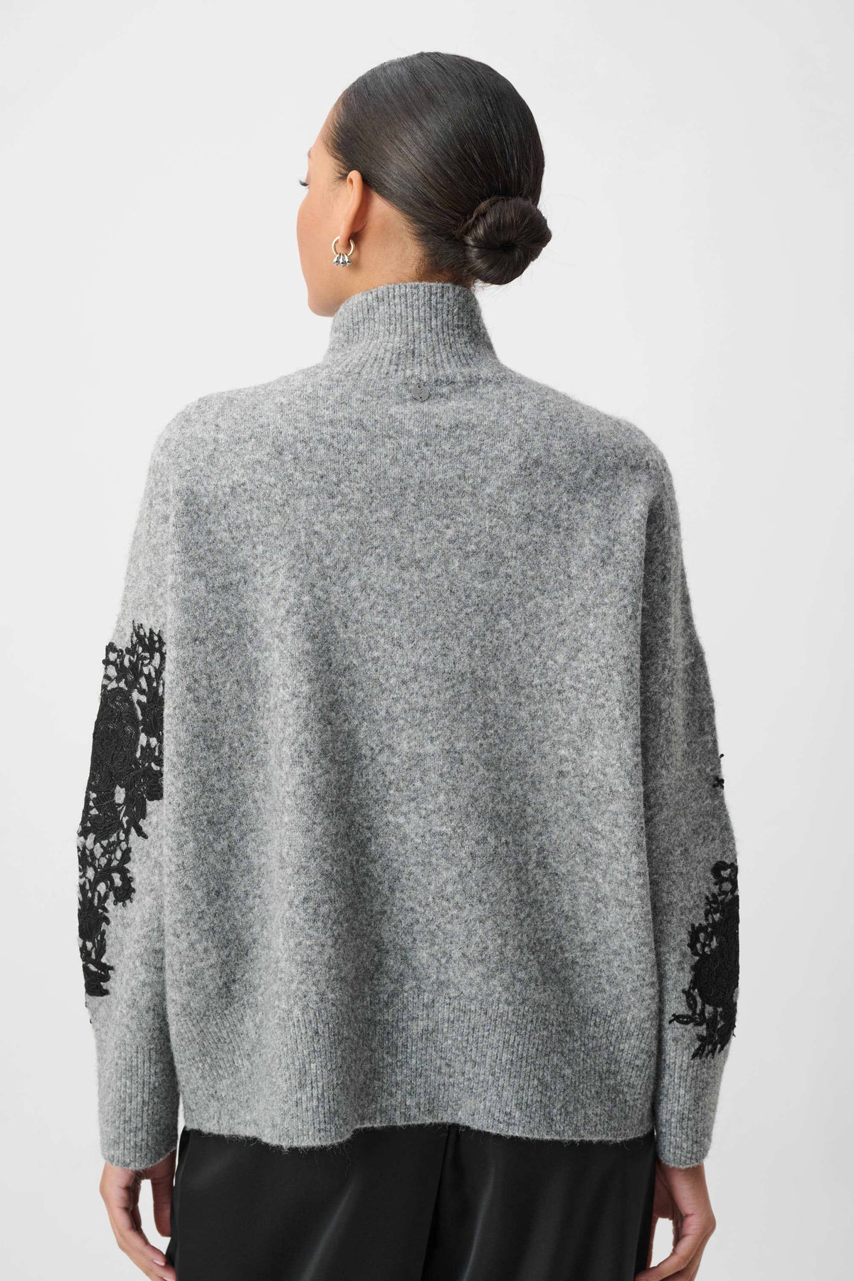 Joseph Ribkoff - Lace Applique Mock Neck Sweater