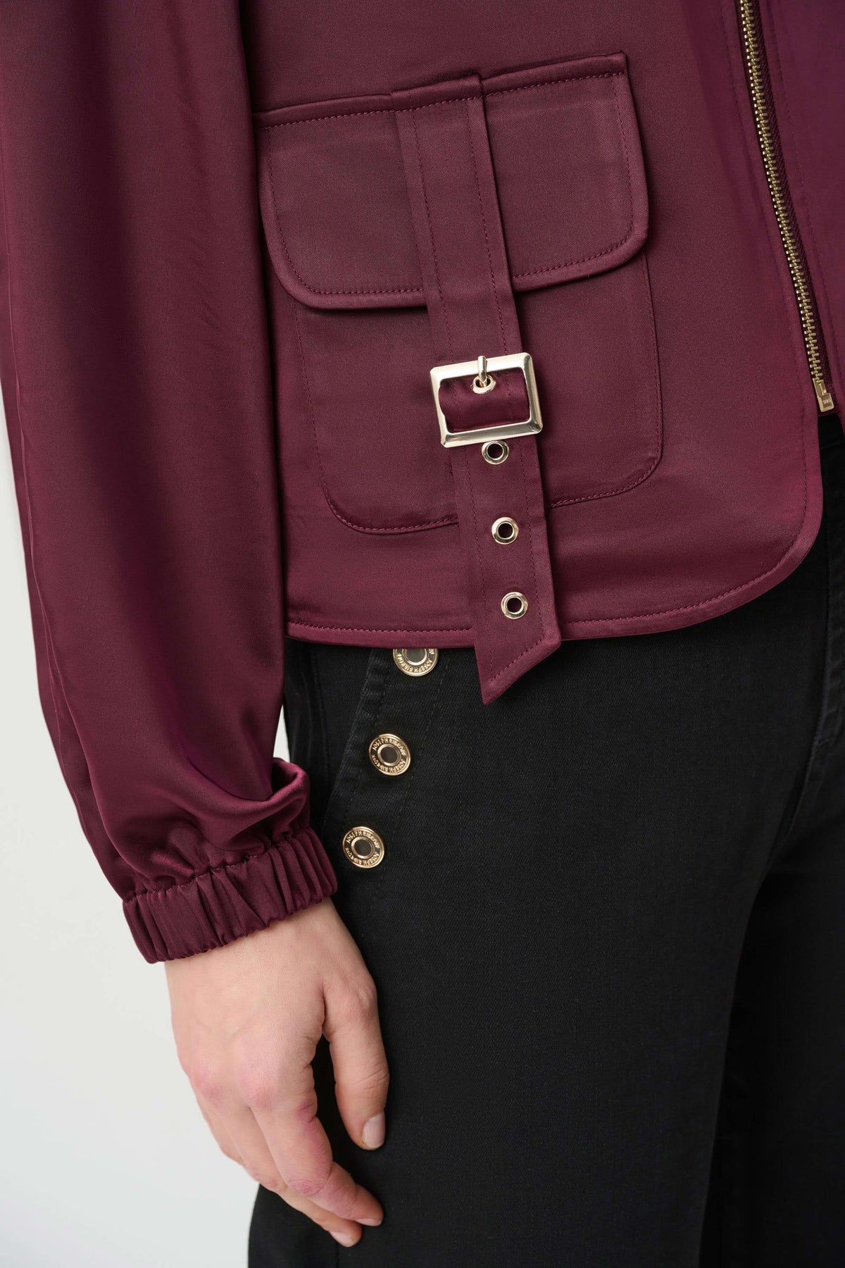 Joseph Ribkoff - Satin Puff Sleeve Utility Jacket