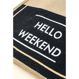 Hello Weekend Burlap Tote Bag