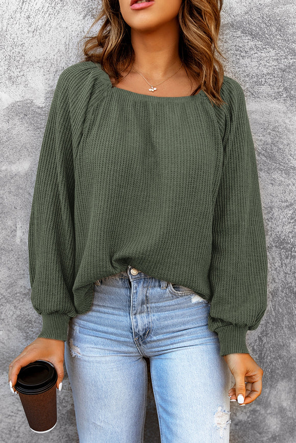 Tanya Scoop Neck Waffle Top
