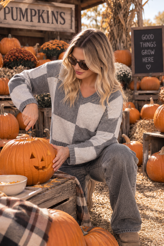 The Checkmate V-Neck Sweater ♟️