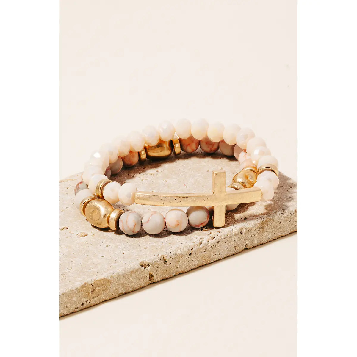 Cross Stone Beaded Bracelet